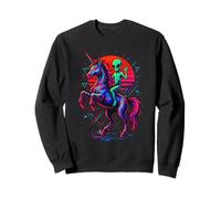 Alien Rides Rainbow Unicorn Retro Area 51 Sudadera