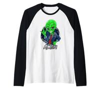 Alien Rockstar Funny Martian Outer Space Sci Fi Invasión Camiseta Manga Raglan