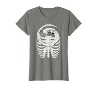 Alien: Romulus Xenomorph Chestburster in Ribcage Art Camiseta, Mujer, Verde Militar Jaspeado, XL