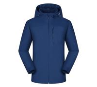 Alien Shirt - Chaqueta cortavientos de manga larga para mujer, chaqueta impermeable con capucha, chaqueta lisa para exteriores, chaqueta transpirable, azul, 3XL