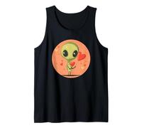 Alien sonriente de San Valentín para un ambiente divertido y romántico Camiseta sin Mangas