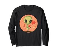 Alien sonriente de San Valentín para un ambiente divertido y romántico Manga Larga
