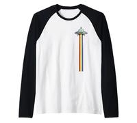 Alien Spaceship Rainbow UFO Abduction Ciencia Ficción Amantes Camiseta Manga Raglan