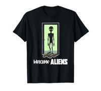 Alien Standing In Doorway Surrealista Sci Fi Design Camiseta