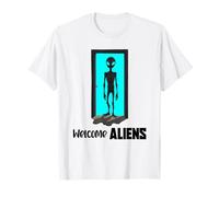 Alien Standing In Doorway Surrealista Sci Fi Design Camiseta