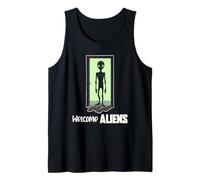 Alien Standing In Doorway Surrealista Sci Fi Design Camiseta sin Mangas