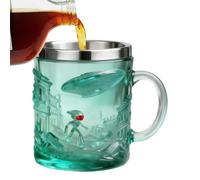 Alien Teebecher 200 ml - 3D Reliefgeprägtes Lustiges Getränk| 200 ml 3D Becher Mit Außerirdischem Relief - Kaffeebecher mit Edelstahlrand,Für Zuhause Reisen Arbeit Pause Morgen Abend Sammlung