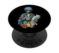 Alien Turista Gracioso Espacio Viaje Gráfico PopSockets PopGrip Adhesivo