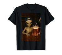 Alien UFO Bebiendo Cerveza Padre Día Extraterrestre Meme Camiseta