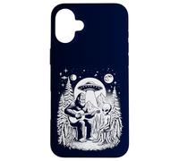 Alien UFO Bigfoot Meetup, Bigfoot Tocando la Guitarra en el Bosque Carcasa para iPhone 16 Plus