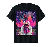 Alien UFO Chicken Funny Chicken Selfie con OVNI Camiseta