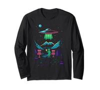 Alien UFO Disc Golf Player Sport Space Frisbee Game Lover Te Manga Larga