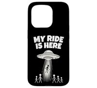 Alien UFO My Ride Is Here Funny Flying Saucer Men Women Kids Carcasa para iPhone 15 Pro