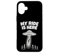Alien UFO My Ride Is Here Funny Flying Saucer Men Women Kids Carcasa para iPhone 16 Plus