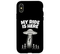 Alien UFO My Ride Is Here Funny Flying Saucer Men Women Kids Carcasa para iPhone X/XS