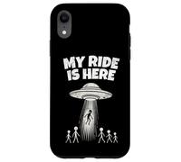 Alien UFO My Ride Is Here Funny Flying Saucer Men Women Kids Carcasa para iPhone XR