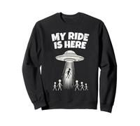 Alien UFO My Ride Is Here Funny Flying Saucer Men Women Kids Sudadera