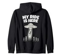 Alien UFO My Ride Is Here Funny Flying Saucer Men Women Kids Sudadera con Capucha