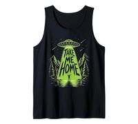 Alien UFO Take Me Home Secuestro Ciencia Ficción Bosque Noche Arte Camiseta sin Mangas