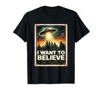 Alien Visitante Creyente Quiero Creer OVNI Clásico Vintage Camiseta