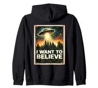 Alien Visitante Creyente Quiero Creer OVNI Clásico Vintage Sudadera con Capucha