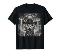 Alien Weird Cat Selfie Graphic Western Cat Selfie con OVNI Camiseta