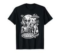Alien Y Gato Comer Pizza Aliens Creyente Gatos Amante Divertido Camiseta