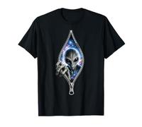 Alienígena Abre una Cremallera hacia Nebulosa Luminosa 3D Camiseta