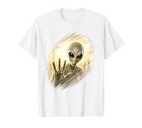 Alienígena Entre habitantes de un Planeta Luminoso con ovnis Camiseta