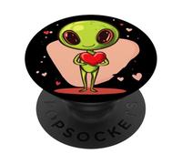 Alienígena galáctico de San Valentín para un romance interestelar PopSockets PopGrip Adhesivo
