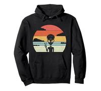 Alienígena OVNI Nave Espacial Extraterrestre Sudadera con Capucha, Unisex para Adultos, Negro, S
