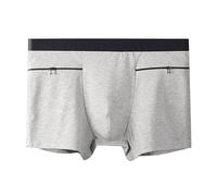 Alienjoy Calzoncillos tipo bóxer de bolsillo para hombre, ropa interior con bolsillos ocultos secretos para viajes, festivales, almacenamiento seguro a prueba de carteristas, gris, L