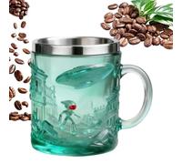 Alienn - Vaso para bebidas con relieve 3D Alienn - Paquete de 1 borde de acero inoxidable para cocina, trabajo, pausa, mañana, noche, colección gris