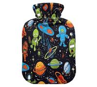 Aliens and Their Space Ships por botella de agua caliente, compresa fría caliente, bolsa caliente para calambres menstruales, bolsas de calentamiento para el cuerpo