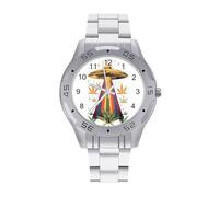 Aliens and Weed - Reloj de pulsera para hombre, de acero inoxidable, fácil de leer, para mujer