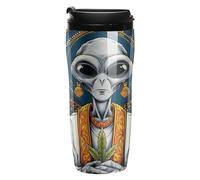 Aliens and Weed1 - Taza de café divertida con aislamiento a prueba de fugas, taza de viaje con tapa, 250 350 ml