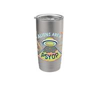Aliens Are A Psyop Funny Secuestro Anti Gravedad Fake Alien Vaso térmico de acero inoxidable de doble pared