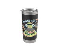 Aliens Are A Psyop Funny Secuestro Anti Gravedad Fake Alien Vaso térmico de acero inoxidable de doble pared
