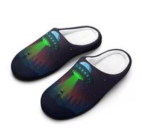Aliens Spaceship at Night - Pantuflas de casa para hombre, para interiores y exteriores, con suela de goma, Estilo:, 43 1/3 EU