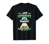 Aliens UFO Espacio Extraterrestre Platillo Volador Ninguna Humanidad Camiseta