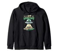 Aliens UFO Espacio Extraterrestre Platillo Volador Ninguna Humanidad Sudadera con Capucha