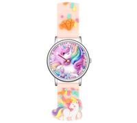 Alienwork Unicornio Chica Reloj de Aprendizaje Infantil Niña Plateado Pink niños Impermeable 5 ATM Tiempo de Aprender