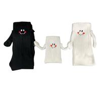 Alihoo Calcetines Magnéticos, Divertido Smiley Cara Padres Hijos Unisex Parejas Sosteniendo Calcetines de las Manos para Pareja, Padre-niño (1 Blanco S(1-3
