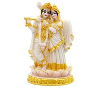 alikiki Estatua de ídolos hindú Radha Krishna, 5.7 Pulgadas de Alto, Aspecto de mármol, Escultura India de Dios Krishna Radha para Diwali Puja, Regalo de Boda, hogar, Oficina, Templo, Altar,