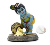 alikiki Estatua de Krishna del dios hindú - 3.7 pulgadas de alto, señor indio Krishna ídolo Murti Diwali Pooja regalos decoración de salpicadero de coche baby shower boda regalo pequeño Makhan Chor