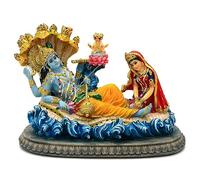 alikiki Estatua del Señor del Dios Hindú Vishnu - Figura de Mahavishnu de 21 cm de Largo para adoración Espiritual, hogar, Oficina, Estudio, Hotel, decoración, Templo, Altar, Diwali Puja, artículo
