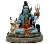 alikiki Estatua del Señor del Dios Indio Shiva, Regalos para hindú Indio de 6.7 Pulgadas de Alto, ídolo Shiva con Vaca, Regalos de Retorno Indios, Estudio de Yoga, Sala de meditación, decoración