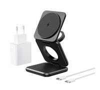 Alilong Cargador Inalambrico, Plegable 3 en 1 Base Cargador para iPhone y Apple Watch, Compatible con iPhone 17/16/15/14/13/12 Series, Apple Watch 10/9/8/7/6/SE/5/4, para AirPods 2/3/4/Pro