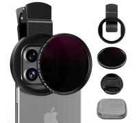 ALILUSSO Filtro variable ND2-ND400 de 52 mm con clip de teléfono mejorado, lente de filtro de densidad neutra para iPhone 16/15/14/13 Pro Max Samsung Moto Google TCL, vidrio multicapa HD de doble cara