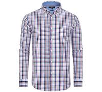 Alimens & Gentle Camisa clásica para Hombre con Cuello Abotonado, Azul Marino Rojo Plaid 2, M